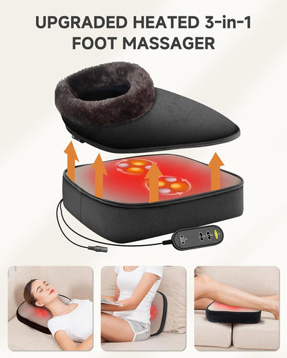 Snailax 2-in-1 Shiatsu Foot and Back Massager with Heat - Kneading Foot Warmer, Electric Feet Massage, Massagers for Back,Leg, Fathers Day Gift for Dad Men Women
