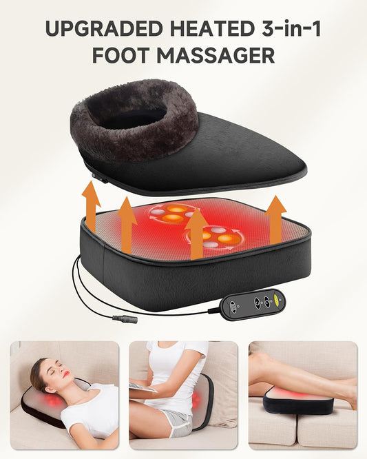 Snailax 2-in-1 Shiatsu Foot and Back Massager with Heat - Kneading Foot Warmer, Electric Feet Massage, Massagers for Back,Leg, Fathers Day Gift for Dad Men Women