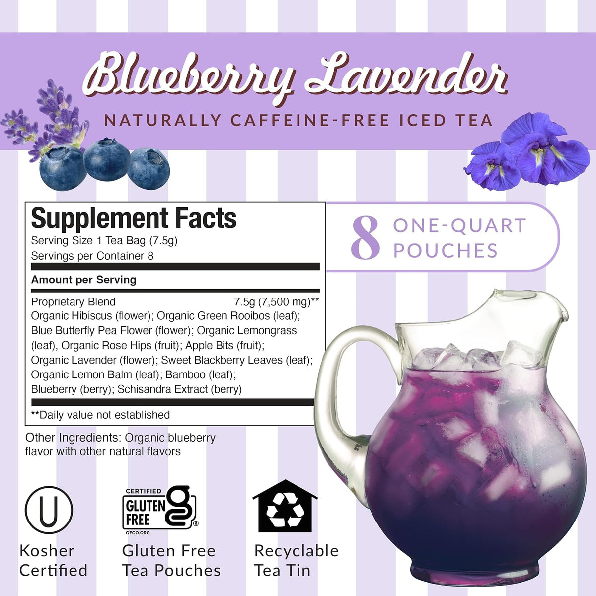 The Republic of Tea Beautifying Botanicals® Beauty Blueberry Lavender Herbal Iced Tea Bags (8 count)