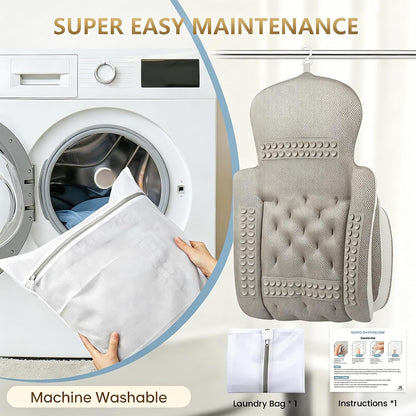 Full Body Bath Pillow, Luxury Bath Cushion with 192 Suction Cups, Bath Pillows for Tub for Head and Neck Support, with Laundry Bag White, 51" x 16"