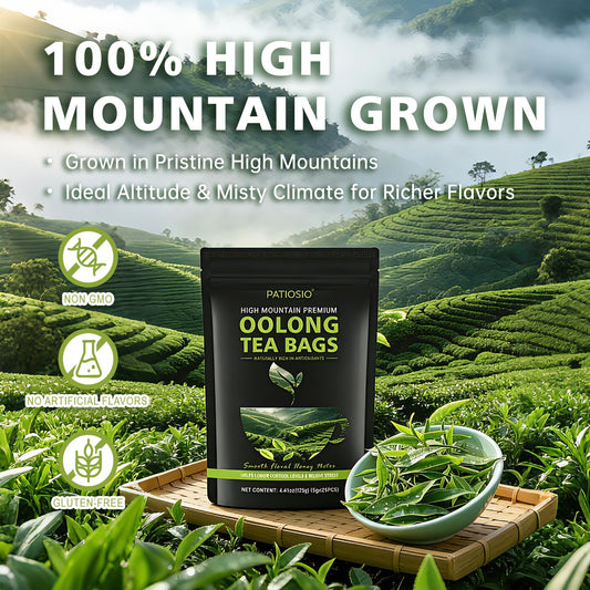 Oolong Tea Bags – Yunnan High-Mountain Oolong Whole Leaf Tea Bags, 25 Bags (5g Each) – Premium Loose Leaf Oolong Tea- Helps Lower Cortisol Levels & Relieve Stress –Smooth Aroma,Low Astringency,Non-GMO