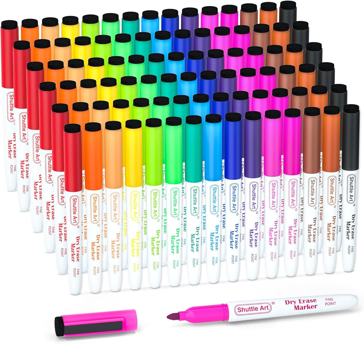 Shuttle Art Magnetic Whiteboard Markers, 20 Pieces Fine Tip and Eraser, Dry Erase Whiteboard Markers, for Writing on Whiteboards, Weekly Planner, Glass for School Office Home