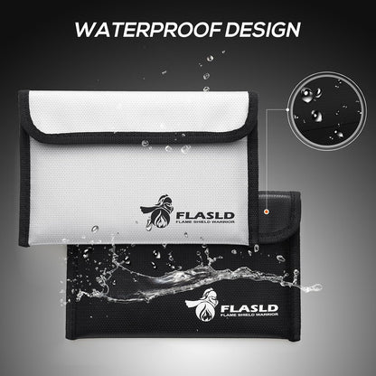 FLASLD Large Fireproof Document Bags, 24x12x12” Waterproof Storage Firesafe Bag, Fireproof Folder Safe Box for Cash, Valuables & Passport, Silicone Coating & Zipper Closure
