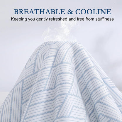 YOUR MOON Cooling Mattress Pad Queen Size for Hot Sleepers, Soft Breathable Noiseless Bed Pad Mattress Cover, Quilted Fitted Pillow Top Mattress Cover with 8"-16" Deep Pocket (Blue White, 60x80)