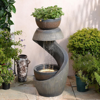 Sunlinua Modern Tabletop Water Fountain for Women Indoor Zen Relaxation Water Fountains Desktop Waterfall with Soothing Sound for Meditation Desk Home Office Decor