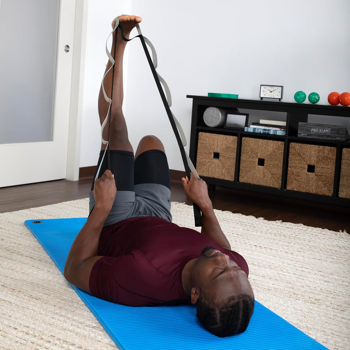 OPTP Stretch Out Strap Pro with Exercise Book, 11 Loops USA-Made Yoga Strap