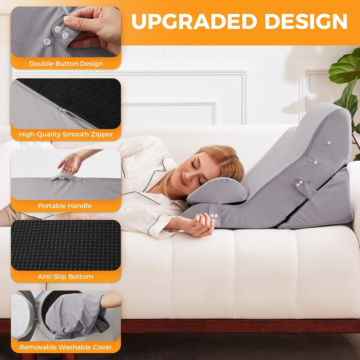 Ruqmuis Wedge Pillow Set for After Surgery, Bed Wedge Pillow, White