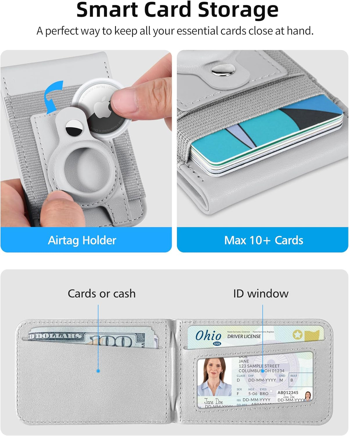 For Magsafe Wallet Stand with Airtag Holder, 10 Cards Holder, RFID Blocking