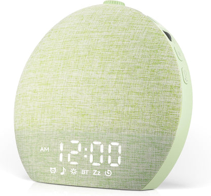 Geuuap Sunrise Alarm Clock White Noise Sound Machine for Bedroom | Natural Wake-Up Light with 30 Soothing Sleep Aids, Bluetooth Speaker, Dimmable Clock, Screen-Free Design for Baby Adults Kids-Khaki