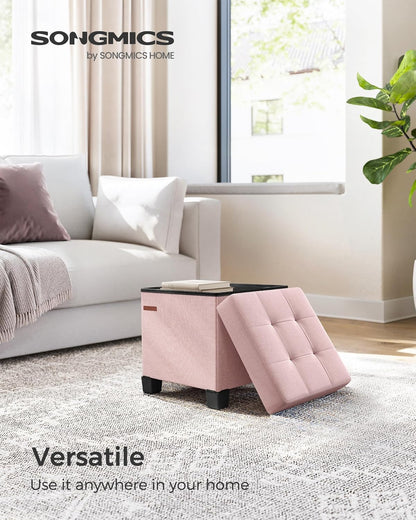 SONGMICS Storage Ottoman, Small Ottoman Foot Rest with Legs, 12.6 x 15.7 x 13.2 Inches Foot Stool, Load up to 660 lb, for Living Room, Bedroom, Dorm, Slate Gray ULSF012G01