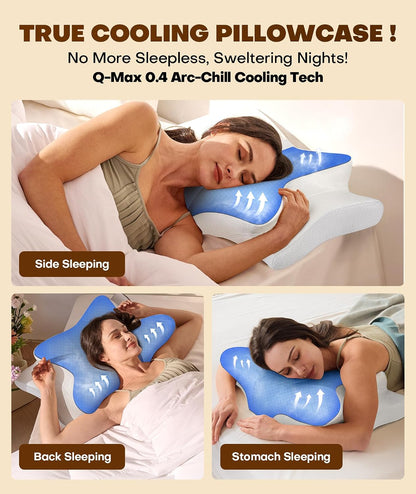 Cozyplayer True Cooling Cervical Neck Pillow for Pain Relief, Ergonomic Side Sleeper Pillow for Neck Support, Odorless Orthopedic Contour Memory Foam Pillows, Bed Pillow for Back Stomach Sleeper