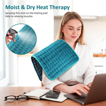 Heating pad for Back/Shoulder/Neck/Abdomen, Heating Pads with 6 Fast Heating Settings, Auto-Off, Machine Wash, Birthday Gifts for Women Mom Men Dad, Extra Large 12"x24", Blue