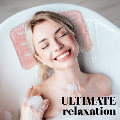 Glitter Gel Cooling Spa Pillow -Bathtub & Hot Tub Relaxation Cushion | Neck & Head Support Bath Pillow. Luxury Spa Accessory Gift for Women - Ultimate Comfort & Relaxation