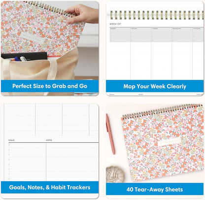 Blue Sky Weekly Planner Pad 300g Cardboard, Undated Weekly Safety Wirebound Top Bound (Navy, 12" x 9")