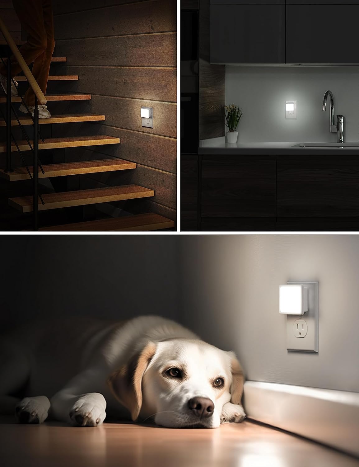 L LOHAS LED Night Lights Plug into Wall 2-Pack, 0.3W Plug in Night Light, Dusk to Dawn, 2000K Amber Light, Sleep Aid Nightlight Auto-On/Off, for Adults Kids Room, Bedroom, Bathroom, Hallway, Non-Dim
