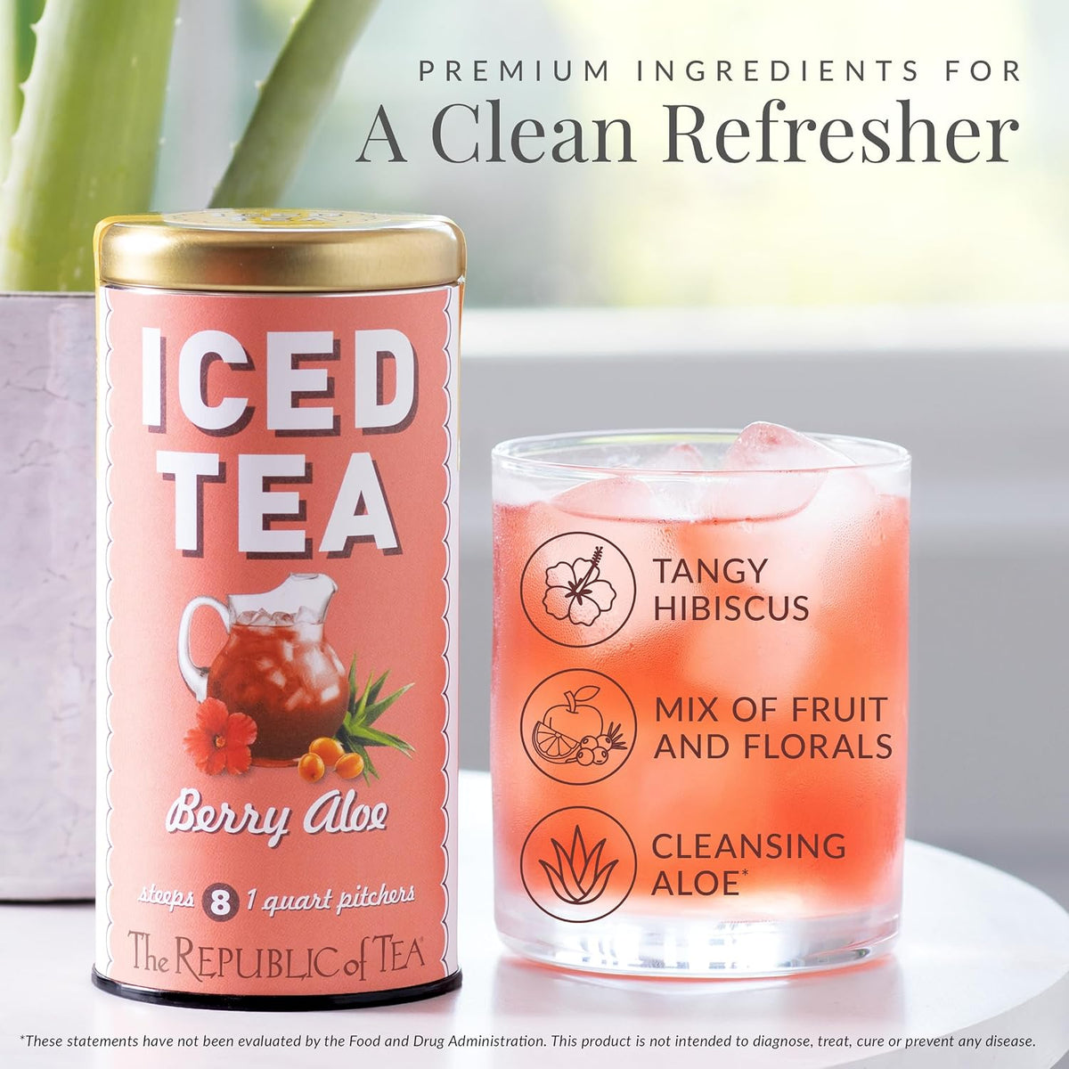 The Republic of Tea Beautifying Botanicals® Berry Aloe Herbal Iced Tea Bags (8 count)