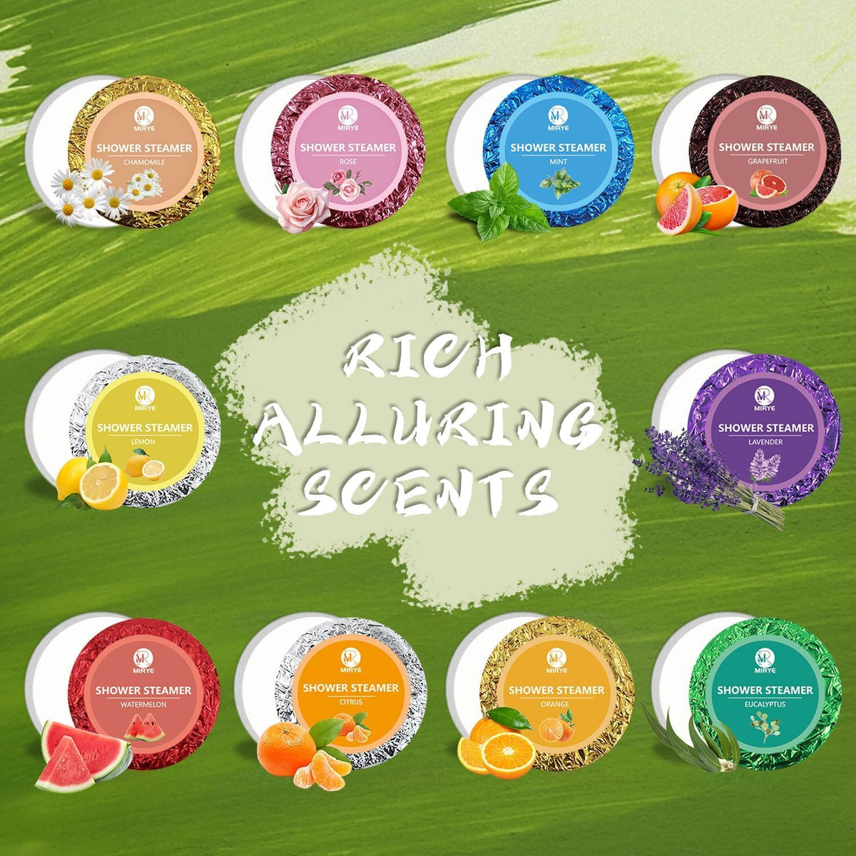 MR MIRYE Shower Steamers Aromatherapy - 20 Pack Shower Bombs Aromatherapy Birthday Gifts for Women, Organic Watermelon, Orange & Vanilla, Sea Salt & Orange, Rose, Tea Tree, Gift for Women