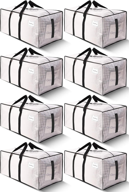 HOMESURE Supports 200lbs Heavy Duty Moving Bags - Strong Zipper & Wrap-Around Handles - Water-Resistant Storage Totes, Durable Alternative to Moving Boxes - - Semi-Transparent