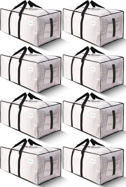 HOMESURE Supports 200lbs Heavy Duty Moving Bags - Strong Zipper & Wrap-Around Handles - Water-Resistant Storage Totes, Durable Alternative to Moving Boxes - - Semi-Transparent