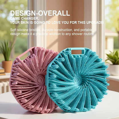 Silicone Body Scrubber – Dual-Sided Silicone Loofah for Shower, Set of 2 Soft Exfoliating Body Bath Shower Scrubber Loofah Brush Easy-to-Clean for Sensitive Kids Women Men All Kinds of Skin