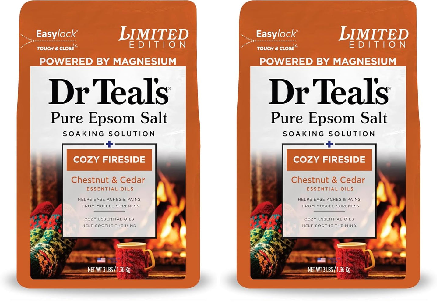 Dr Teal's Epsom Salt Magnesium Soak, Cozy Fireside, 3 lbs