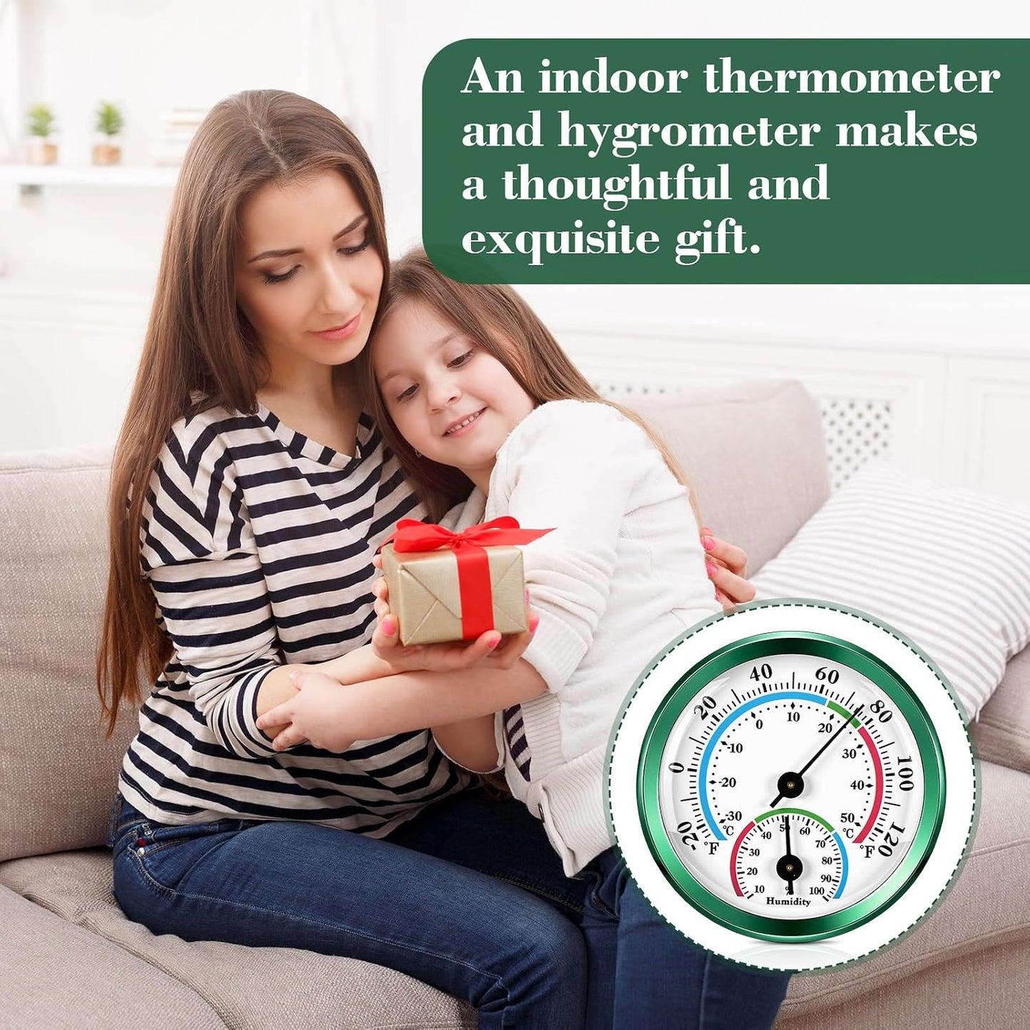 Weewooday 3 Pcs Indoor Outdoor Thermometer 2 in 1 Mini Home Temperature Humidity Hygrometer Monitor Gauge for Home Offices Wall(Silver,2.2 Inch)