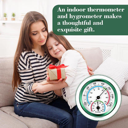 Weewooday 3 Pcs Indoor Outdoor Thermometer 2 in 1 Mini Home Temperature Humidity Hygrometer Monitor Gauge for Home Offices Wall(Silver,2.2 Inch)