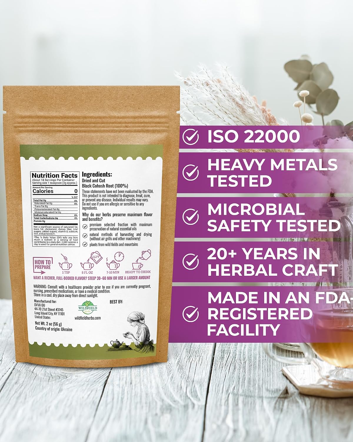 30 Bags Icelandic Moss Herbal Tea (Cetraria Islandica) - 30 Count 1.5g Bags Dried Iceland Moss Herb Tea