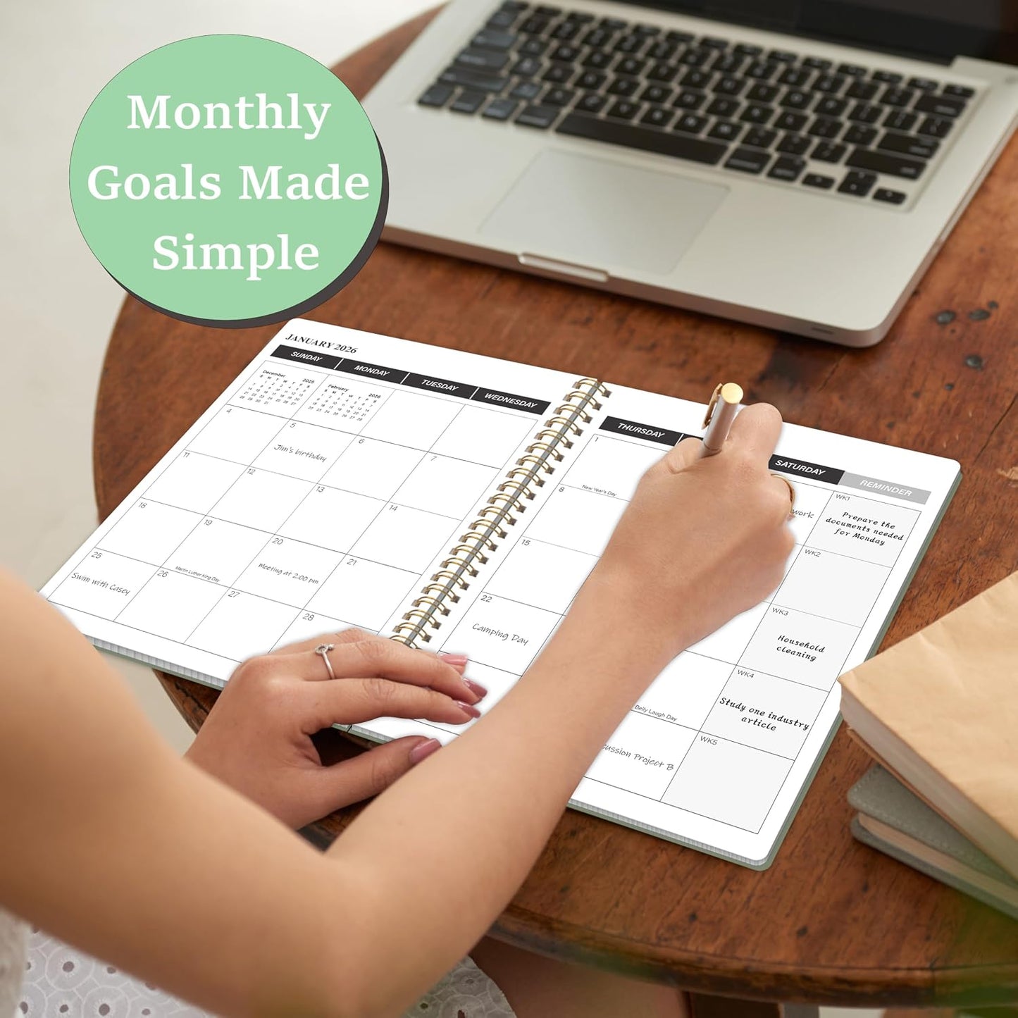 KMQOY Monthly Planner 2026-2027, 2026 Calendar 24 Months Planner, Jan 2026 - Dec 2027, 7.5"x10", Personal Calendar with Monthly Goals, To-Do List, Habit Tracker, 2 years for School Office Home Planning(Black)