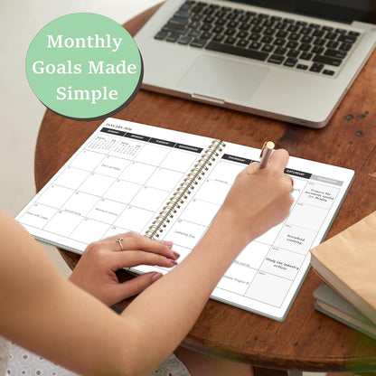KMQOY Monthly Planner 2026-2027, 2026 Calendar 24 Months Planner, Jan 2026 - Dec 2027, 7.5"x10", Personal Calendar with Monthly Goals, To-Do List, Habit Tracker, 2 years for School Office Home Planning(Black)