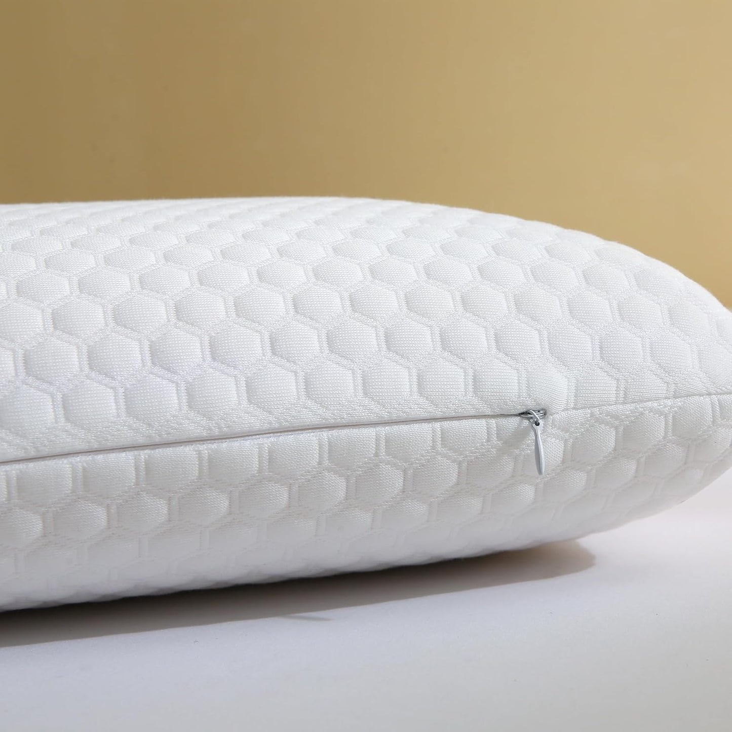 CSDLF Memory Foam Bed Pillows, Pillow for Side and Back Sleeper, Pillow for Neck Pain Relief, Washable Removable Cover, Soft, White (Queen)