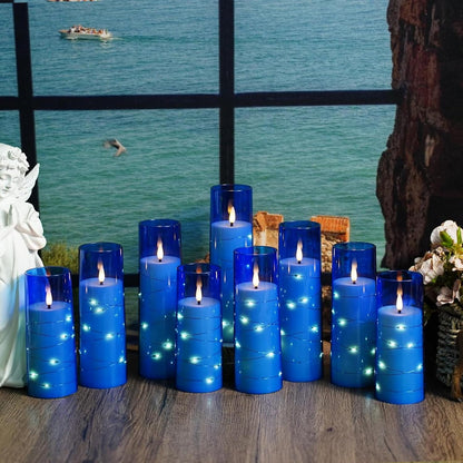 Nimiko Flickering Flameless LED Candles,Battery Operated Candles 24 Pcs with Embedded Star String,Acrylic LED Pillar Candles with Remote,Suitable for Home Decoration to Create an Atmosphere (White)