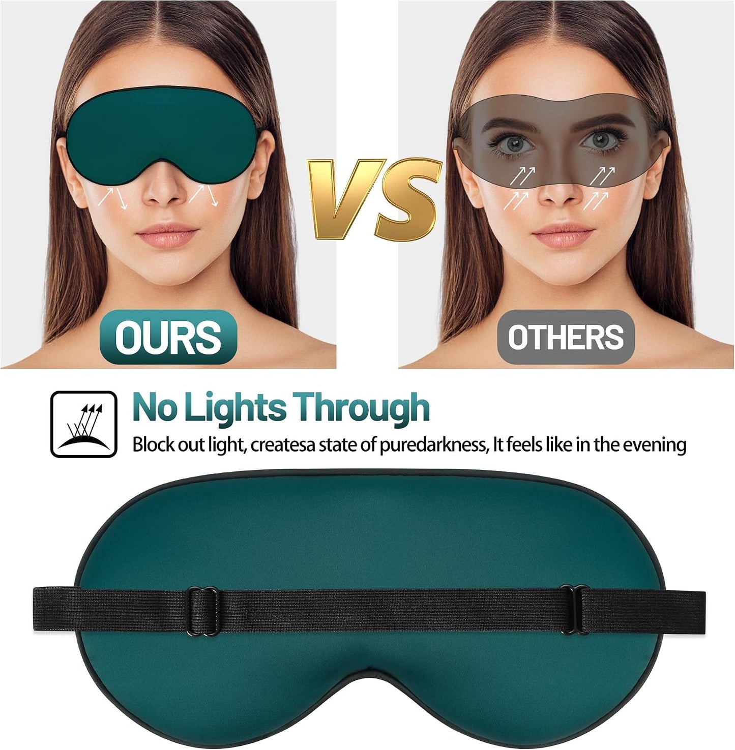 Sleep Mask, Silk Eye Mask for Sleeping with Adjustable Strap, Satin Blackout Sleeping Eye Mask for Men&Women, Comfortable Blindfold Eyeshade for Night Sleep(Black)