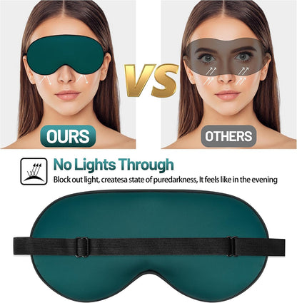Sleep Mask, Silk Eye Mask for Sleeping with Adjustable Strap, Satin Blackout Sleeping Eye Mask for Men&Women, Comfortable Blindfold Eyeshade for Night Sleep(Black)