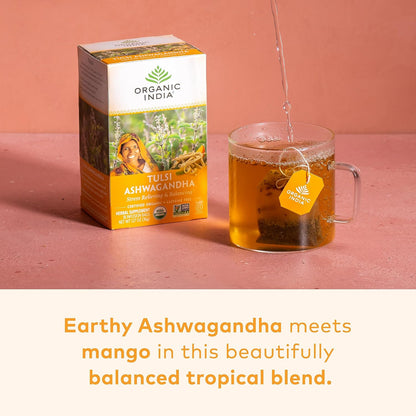 ORGANIC INDIA Calming Tulsi Ashwagandha Herbal, 18 Infusion Bags, 3 Pack