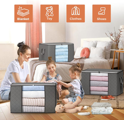 90L Large Storage Bags, Clothes Storage Bins Closet Organizers