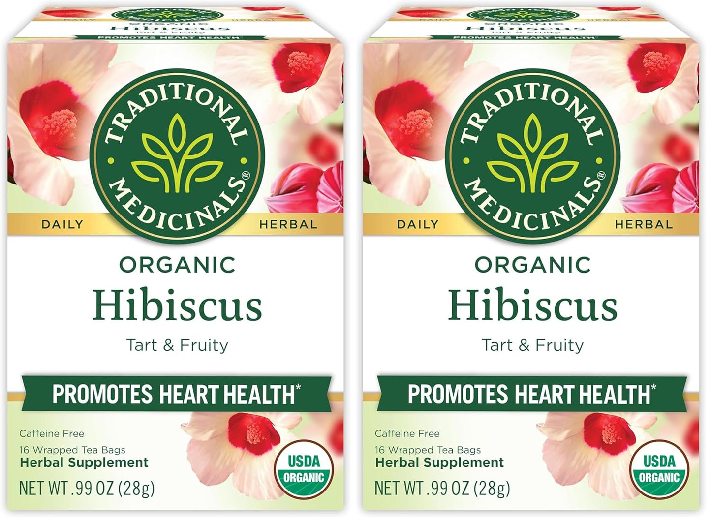 Traditional Medicinals Organic, Hibiscus Tea - Supports Normal Heart Health & Cardiovascular Wellness - Kosher, Non-GMO, Caffeine-Free, Compostable - 16 Tea Bags