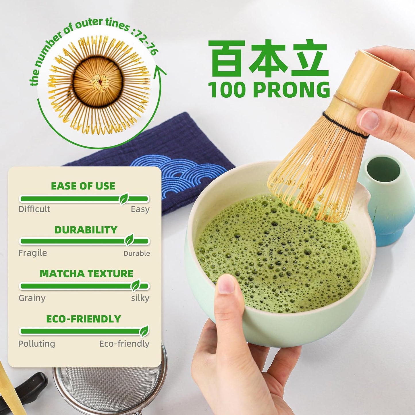 TEANAGOO Matcha Whisk Set Black,7 Pcs Matcha Set,Matcha Kit for Ceremony,Tradition Tea Set for Making Breakfast/Latte,Matcha Whisk Set with Bowl(Chawan)/Whisk and Holder,Gift for Family/Friend