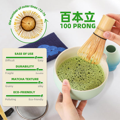 TEANAGOO Matcha Whisk Set Black,7 Pcs Matcha Set,Matcha Kit for Ceremony,Tradition Tea Set for Making Breakfast/Latte,Matcha Whisk Set with Bowl(Chawan)/Whisk and Holder,Gift for Family/Friend