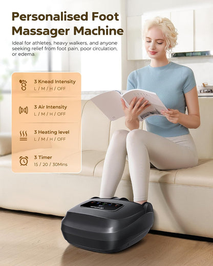 EaseZen Foot Massager Machine with Heat, Shiatsu Foot Massager with Remote, 2026 Upgraded Deep Kneading, for Plantar Fasciitis, Neuropathy, Birthday Gifts for Women Mom Men Dad, Up to Foot Size 14