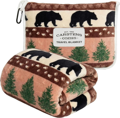 Carstens, Inc. Travel Blanket, Premium Compact 2-in-1 Airplane Blanket/Pillow, Open Sky Blue Aztec