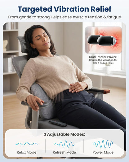 COMFIER Smooth Spine Triple Fusion Back Massager with Graphene Heat, 3-in-1 Cordless Lumbar Support Pillow with Remote Control, Vibration & Stretching, Ergonomic Lower Back Massager