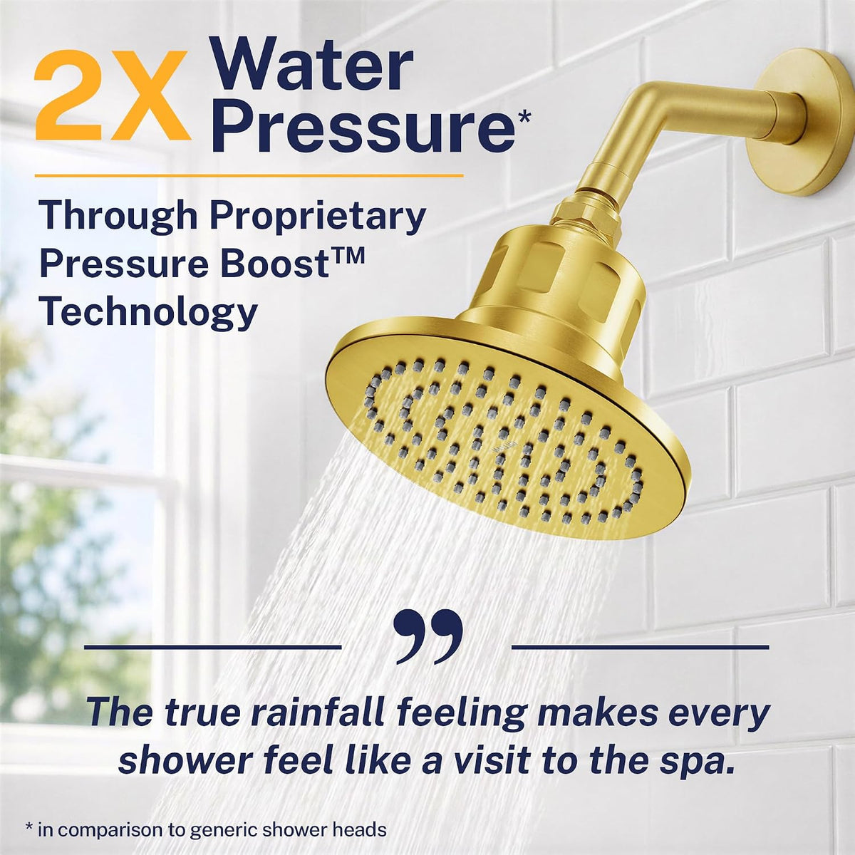 Gillian Metal Filtered Shower Head High Pressure, KDF-55 Removes Chlorine