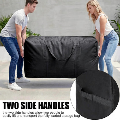 66 Gallon Extra Large Storage Bags, XXL Moving Bags with Zippers & Side Handles, Jumbo Big Storage Totes for Moving & Space-Saving Organization (Black, 66 Gallon)