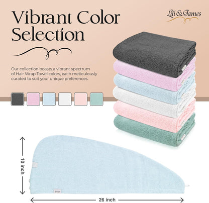 Lili&James 100% Cotton Hair Towel Wrap for Women & Kids – 420 GSM Quick Dry Hair Turban with Double Button Loop, Anti Frizz Non Microfiber Hair Drying Towel for Curly, Long & Thick Hair (Lilac)