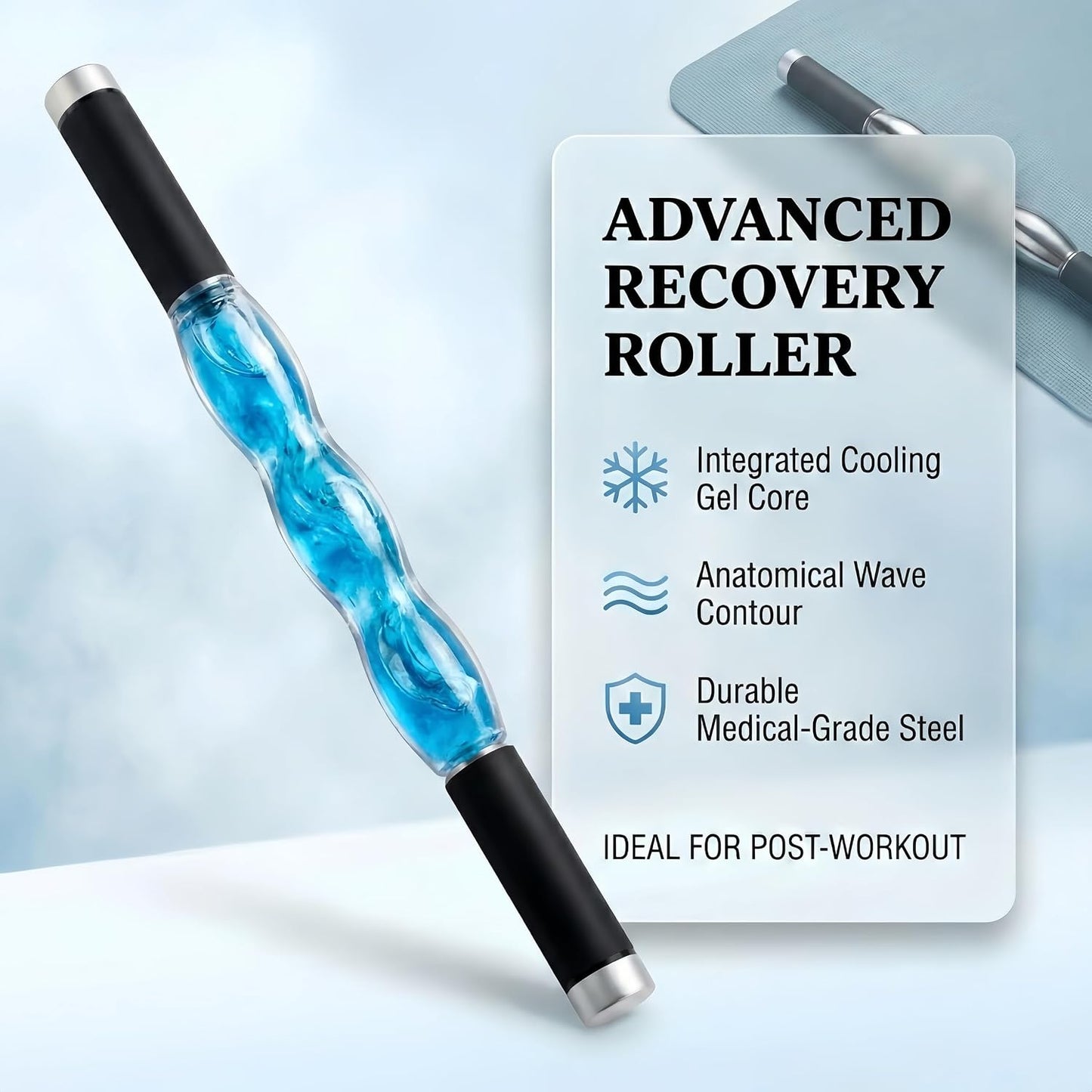 Deep Tissue Massage Stick - Cold Therapy Tool with Steel Ice Roller for Muscle Relief, Portable Gel Roller for Neck, Back, Leg & Lower Body Recovery, Effective Inflammation & Pain Relief