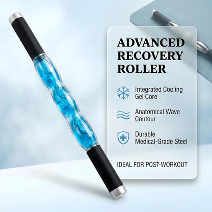 Deep Tissue Massage Stick - Cold Therapy Tool with Steel Ice Roller for Muscle Relief, Portable Gel Roller for Neck, Back, Leg & Lower Body Recovery, Effective Inflammation & Pain Relief