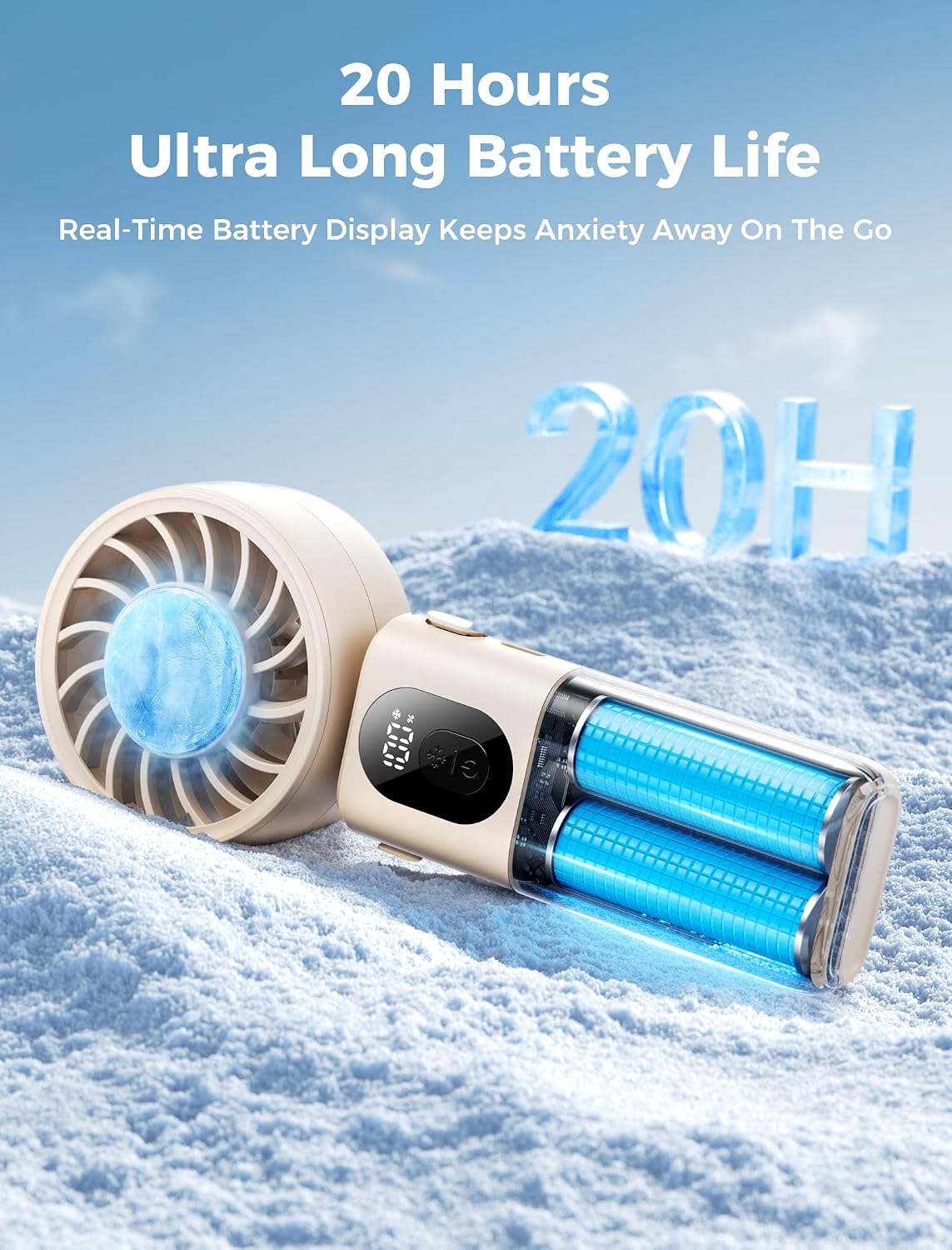 Aecooly Mighty Portable Handheld Fan | 20H Max Cooling | 3 Flexible Modes