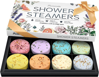 Shower Steamers Aromatherapy Birthday Gifts for Women - 8 Pack Shower Bombs with Natural Essential Oils, Self Care Relaxation Home Spa Gifts for Mom Wife, Teacher Appreciation Gift
