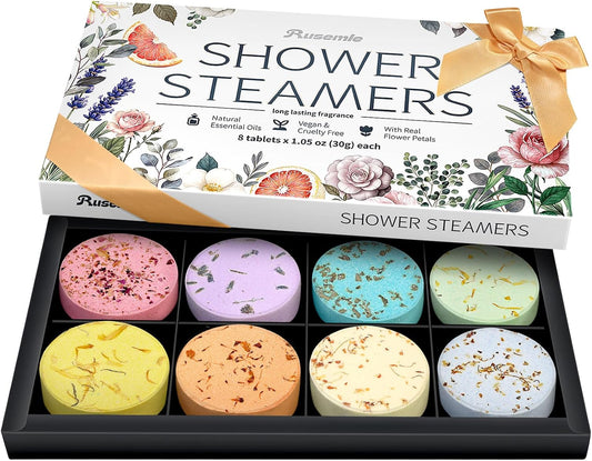 Shower Steamers Aromatherapy Birthday Gifts for Women - 8 Pack Shower Bombs with Natural Essential Oils, Self Care Relaxation Home Spa, Basket Stuffers White Elephant Gifts for Women Mom Wife Teens